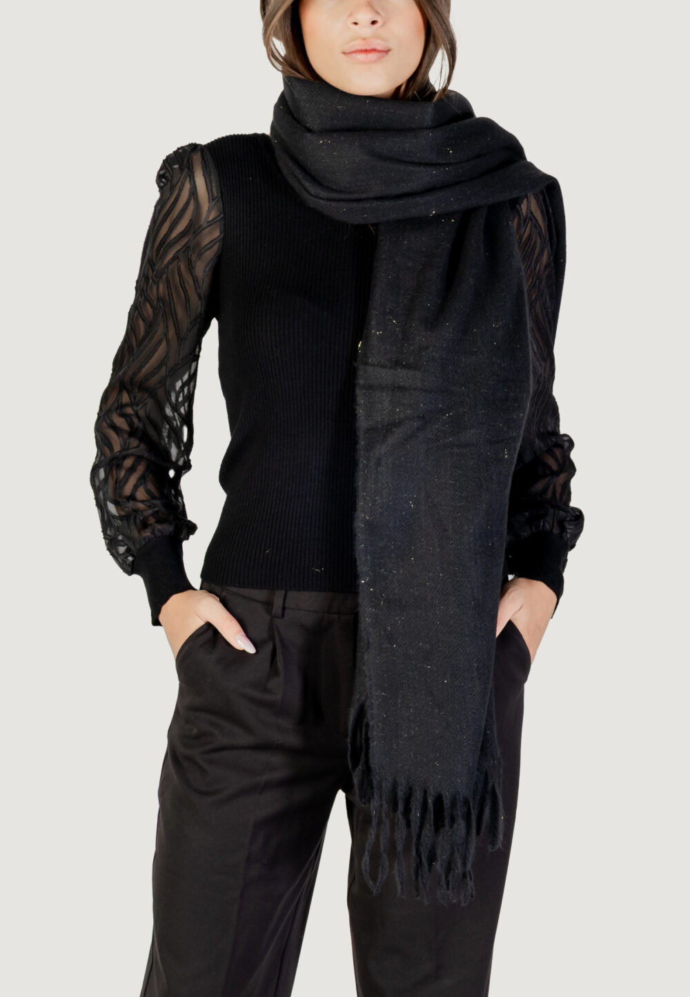 Sciarpa Only ONLLAURA GLITTER SCARF CC Nero - Foto 5