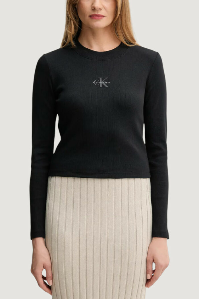T-shirt manica lunga Calvin Klein A- LS MONOGRAM BABY Nero – LV047A803G