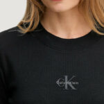 T-shirt manica lunga Calvin Klein Jeans A- LS MONOGRAM BABY Nero - Foto 4