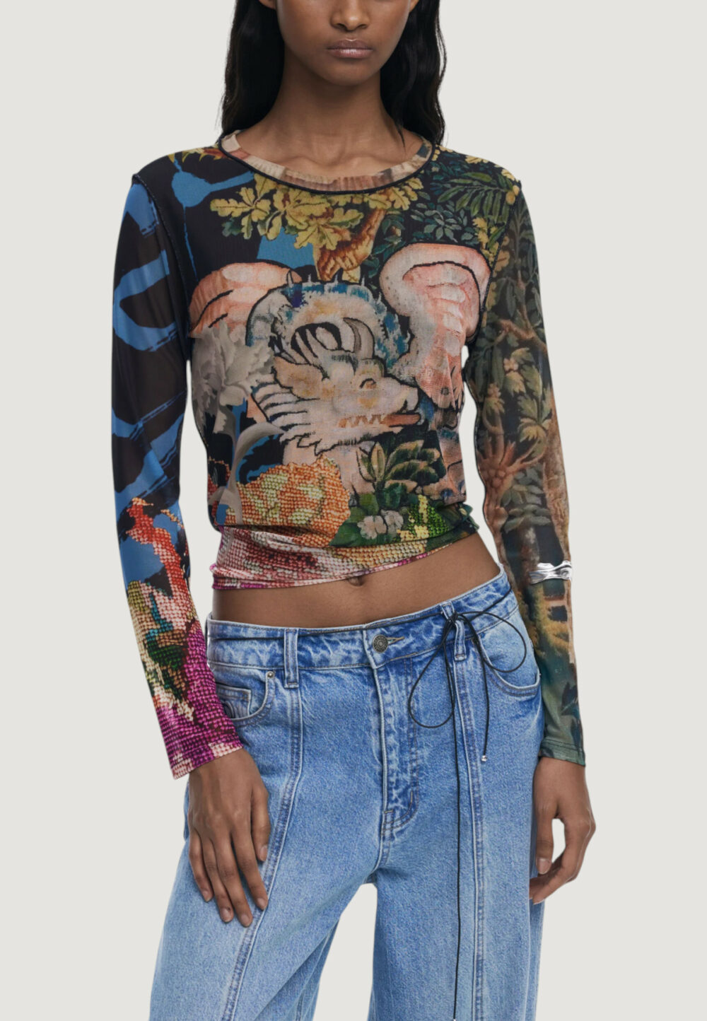 T-shirt manica lunga Desigual TS_DRAGON_LACROIX Azzurro - Foto 1