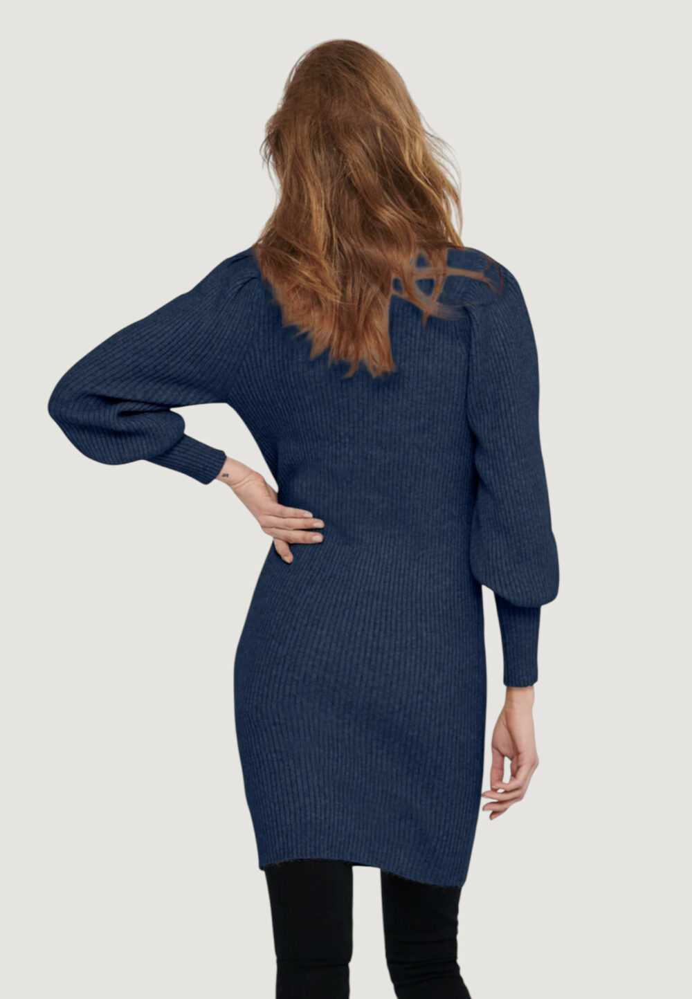 Vestito corto Only ONLKATIA L/S CC KNT Blue Denim - Foto 2