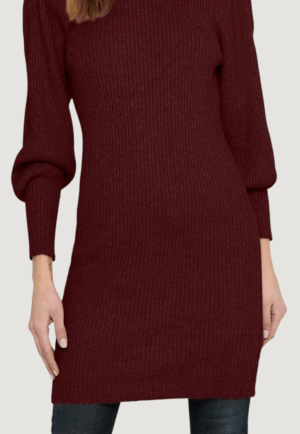 Vestito corto Only ONLKATIA L/S CC KNT Bordeaux - Foto 3