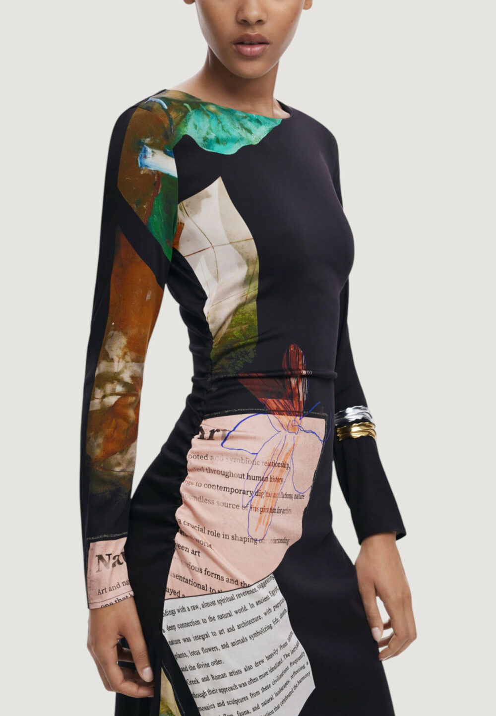 Vestito lungo Desigual VEST_PATCH_FIONA Nero - Foto 4